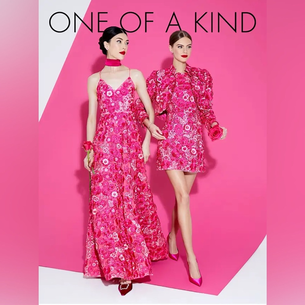 Alice + Olivia Lindsey Floral Embellished Pink Mini Gown Dress - Picture 4 of 16